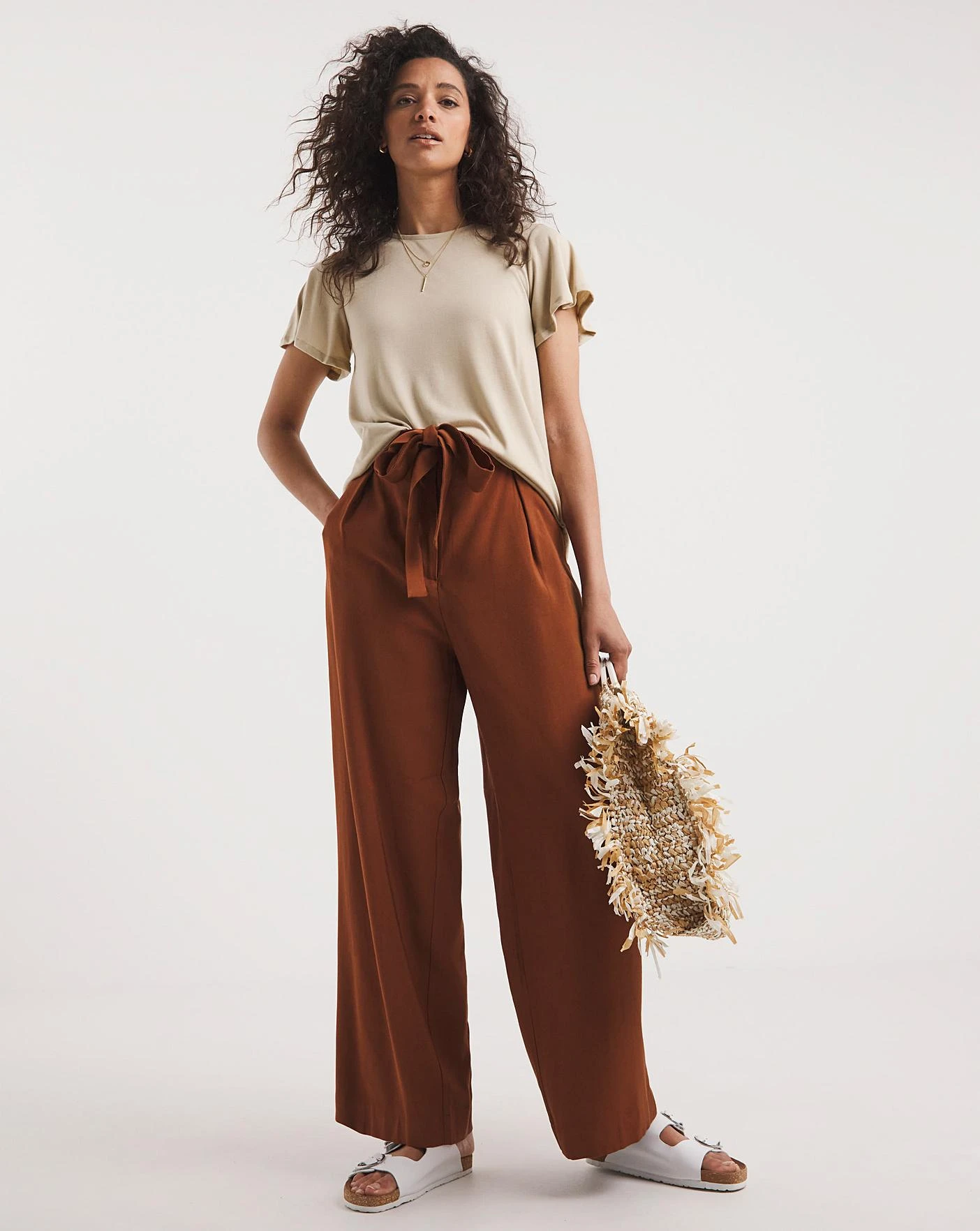 Sand Angel Sleeve Dipped Back Crew Neck Top| Sand 2 Sand Angel Sleeve Dipped Back Crew Neck Top| Sand - Image 2