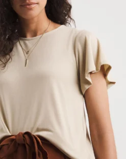 Sand Angel Sleeve Dipped Back Crew Neck Top| Sand 7 Sand Angel Sleeve Dipped Back Crew Neck Top| Sand -Cheap Wovinity Store y01qb622721w