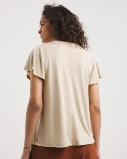 Sand Angel Sleeve Dipped Back Crew Neck Top| Sand 6 Sand Angel Sleeve Dipped Back Crew Neck Top| Sand -Cheap Wovinity Store y01qb622722w