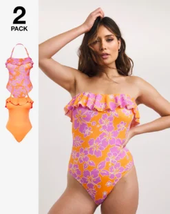 Simply Be Value 2 Pack Swimsuits| Retro Floral
