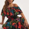Hawaii Bardot Maxi Beach Dress| Tropical Print