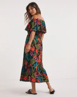 Hawaii Bardot Maxi Beach Dress| Tropical Print -Cheap Wovinity Store y01qs846708w