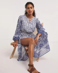 Joanna Hope Maxi Beach Dress| Tile Print