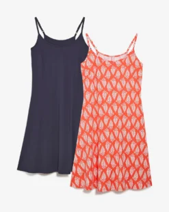2 Pack Cami Dress| Coral/Navy 8 2 Pack Cami Dress| Coral/Navy -Cheap Wovinity Store y01rn659951s