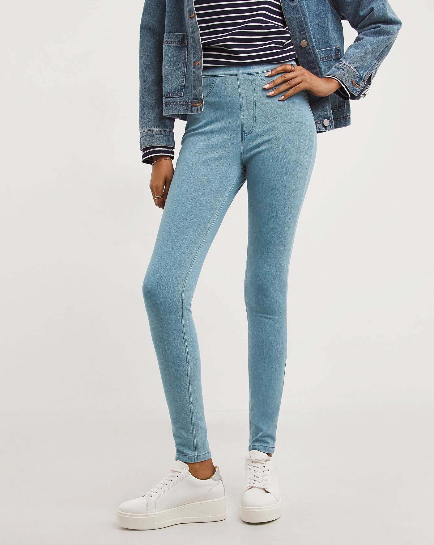 Light Blue Jersey Denim Leggings| Light Blue 2 Light Blue Jersey Denim Leggings| Light Blue - Image 2