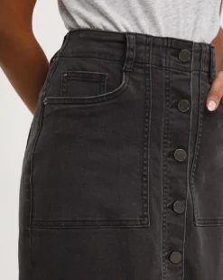 Pencil Button Through Skirt| Washed Black 6 Pencil Button Through Skirt| Washed Black -Cheap Wovinity Store y01tt678707w