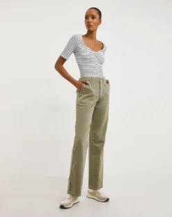 Khaki Straight Leg Cargo Jeans| Khaki