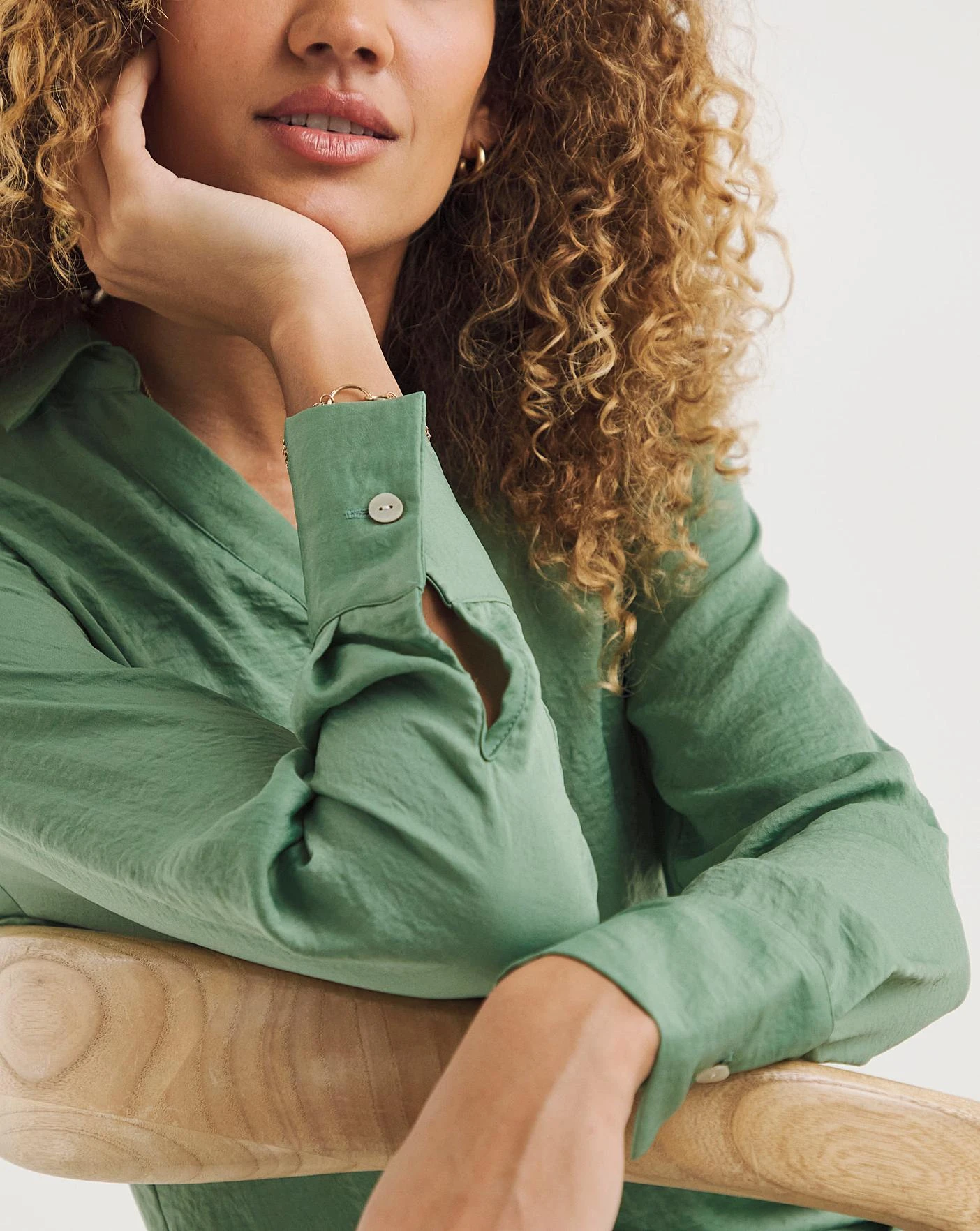 Pistachio Matte Satin Longline Pullover Shirt| Pistachio 3 Pistachio Matte Satin Longline Pullover Shirt| Pistachio - Image 3