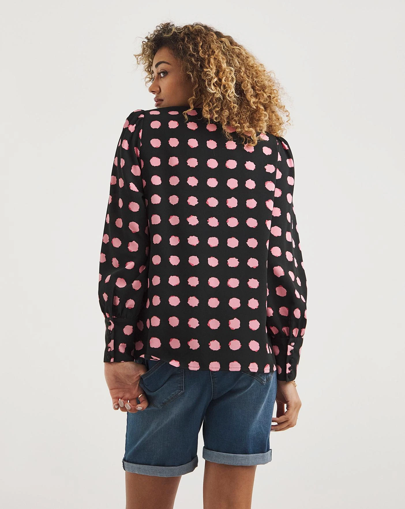 Pink Spot V Neck Deep Cuff Top| Pink Spot 2 Pink Spot V Neck Deep Cuff Top| Pink Spot - Image 2