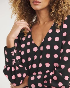 Pink Spot V Neck Deep Cuff Top| Pink Spot 7 Pink Spot V Neck Deep Cuff Top| Pink Spot -Cheap Wovinity Store y01tu686713w