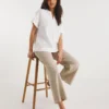 White Short Sleeved Linen Top| White
