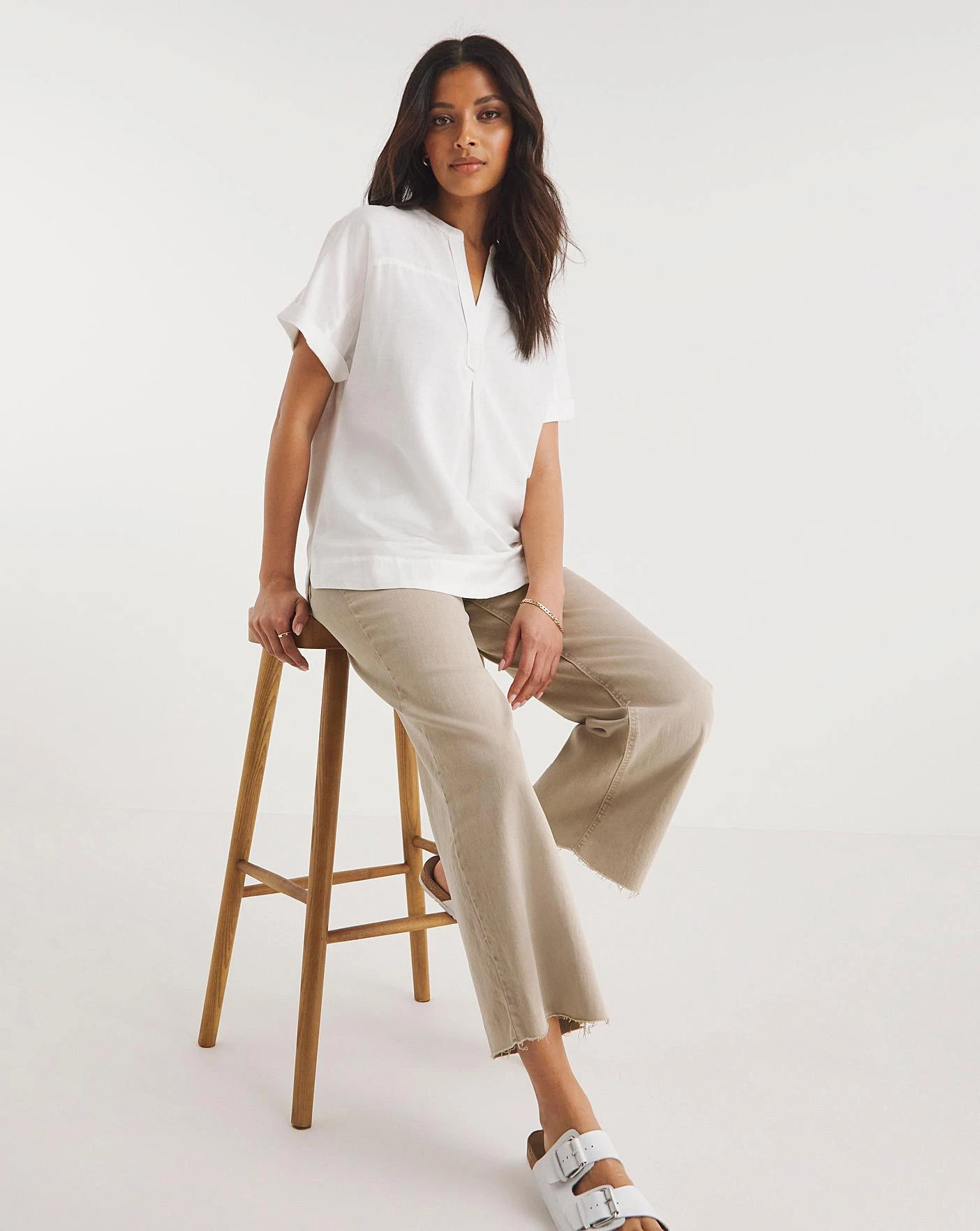 White Short Sleeved Linen Top| White 1 White Short Sleeved Linen Top| White