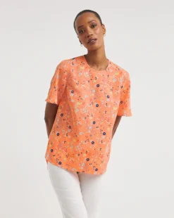 Multi Floral Short Sleeve Woven Top| Multi Coloured Floral -Cheap Wovinity Store y01tu846723w