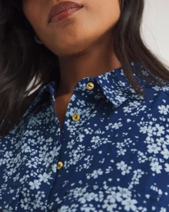 Blue Floral Dipped Back Sleeveless Viscose Shirt| Blue Floral -Cheap Wovinity Store y01tu877717w