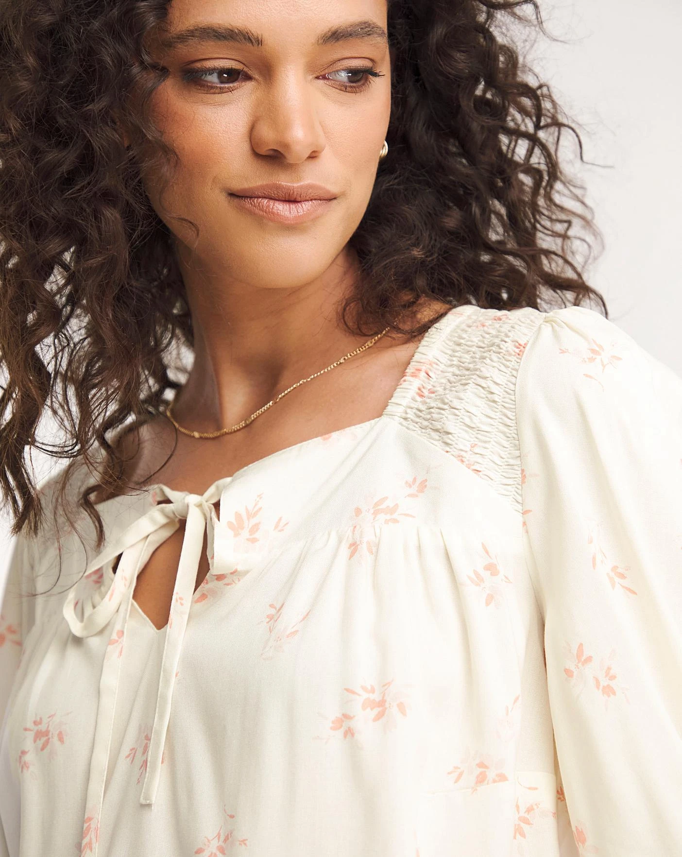 Pink Floral Square Neck Tie Front Top| Pink Floral 2 Pink Floral Square Neck Tie Front Top| Pink Floral - Image 2