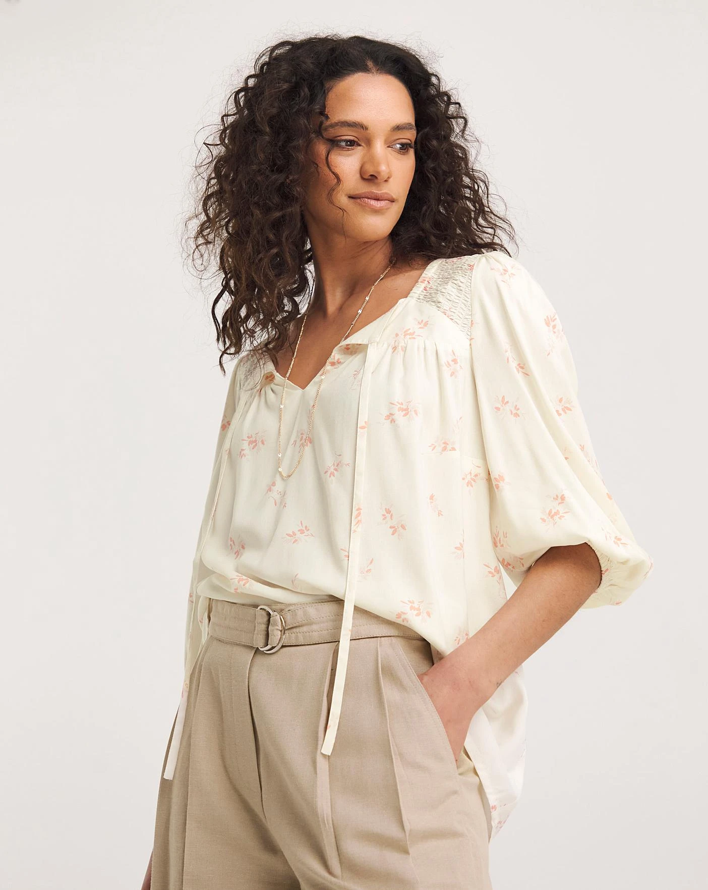 Pink Floral Square Neck Tie Front Top| Pink Floral 4 Pink Floral Square Neck Tie Front Top| Pink Floral - Image 4