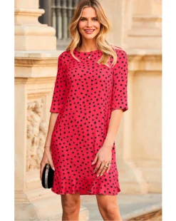 Sosandar Spot Ruffle Hem Shift Dress| Pink -Cheap Wovinity Store y01tv319501s