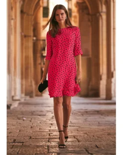 Sosandar Spot Ruffle Hem Shift Dress| Pink -Cheap Wovinity Store y01tv319503s