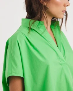 French Connection Rhodes Poplin Popover Shirt| Green -Cheap Wovinity Store y01ux490731w