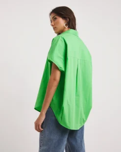 French Connection Rhodes Poplin Popover Shirt| Green -Cheap Wovinity Store y01ux490732w