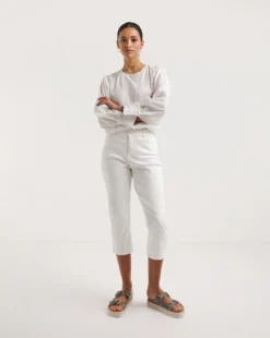 White 24/7 Crop Jeans| White