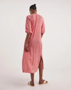 Kaftan Button Through Shirt Dress With Side Slits| Red Print 7 Kaftan Button Through Shirt Dress With Side Slits| Red Print -Cheap Wovinity Store y01wm397728w