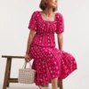 Contrast Broderie Tea Dress| Pink