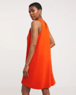 Crochet Trim Cotton Slub Trim Swing Dress| Red -Cheap Wovinity Store y01wm531706w