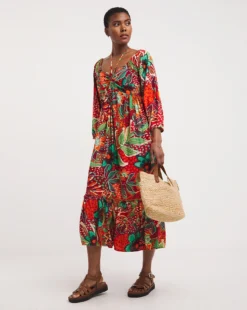 Viscose Smock Sundress With Neck Ties| Red Print 7 Viscose Smock Sundress With Neck Ties| Red Print -Cheap Wovinity Store y01wm576751w