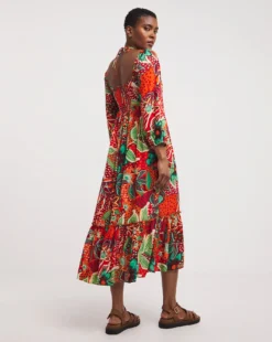 Viscose Smock Sundress With Neck Ties| Red Print 6 Viscose Smock Sundress With Neck Ties| Red Print -Cheap Wovinity Store y01wm576752w