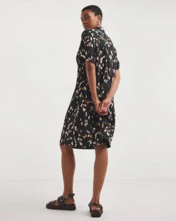 Viscose Twill Relaxed Shirt Dress| Black Print 9 Viscose Twill Relaxed Shirt Dress| Black Print -Cheap Wovinity Store y01wm633722w