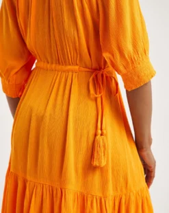 Crinkle Empire Tie Side V-Neck Midi Dress| Mango -Cheap Wovinity Store y01wm943722w