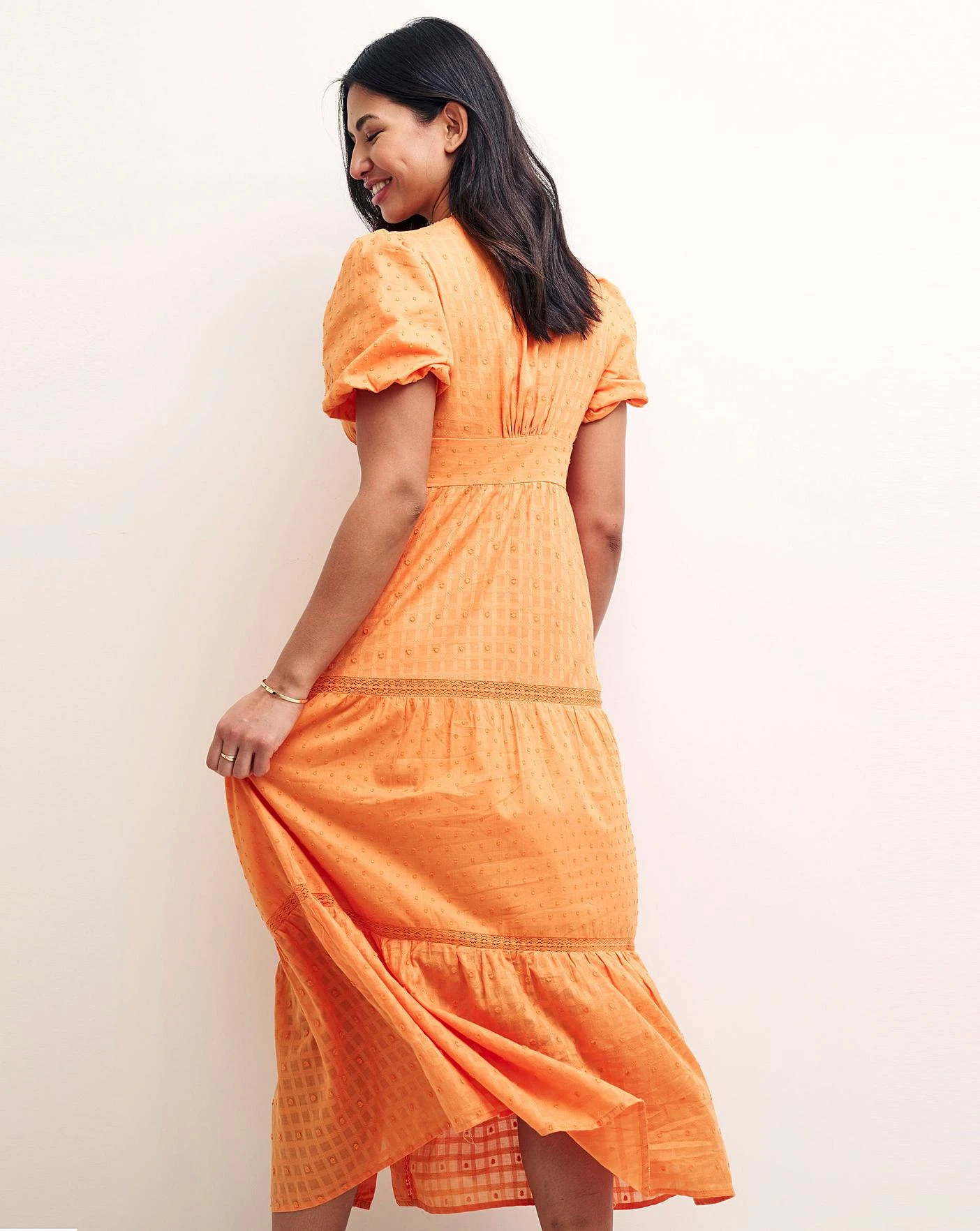 Nobody's Child Cici Organic Cotton Midiaxi Dress| Orange 4 Nobody's Child Cici Organic Cotton Midiaxi Dress| Orange - Image 4