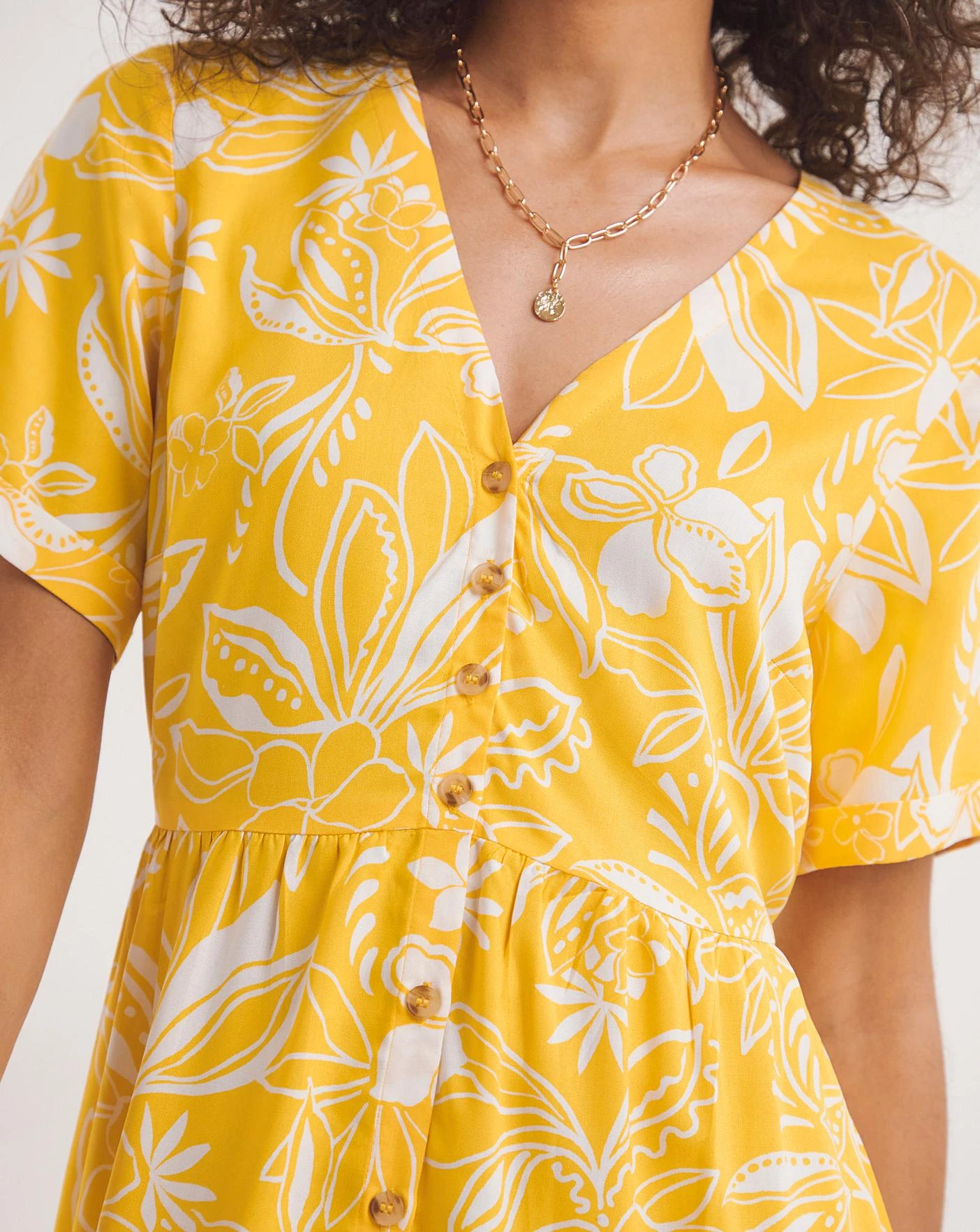 Easy Button Through Dress| Yellow Print 2 Easy Button Through Dress| Yellow Print - Image 2