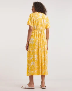 Easy Button Through Dress| Yellow Print 6 Easy Button Through Dress| Yellow Print -Cheap Wovinity Store y01yc775739w