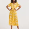 Easy Button Through Dress| Yellow Print