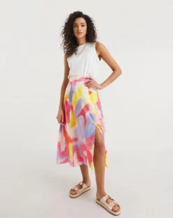 French Connection Isadora Faron Drape Sun Skirt| Multi