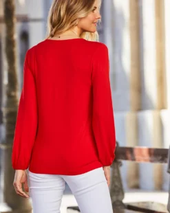 Sosandar Zip Front Jersey Top| Red -Cheap Wovinity Store y01yu638504s