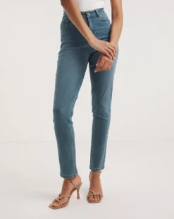 Lexi Mid Blue High Waist Super Soft Slim Leg Jeans| Mid Blue -Cheap Wovinity Store y01yy924736w