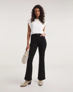 Kim Black High Waist Super Soft Bootcut Jeans| Black