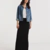 Black Stretch Jersey Maxi Tube Skirt| Black