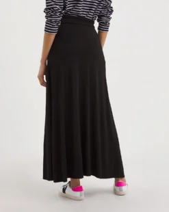 Black Stretch Jersey Maxi Skirt| Black -Cheap Wovinity Store y01zh165750w