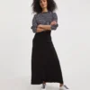 Black Stretch Jersey Maxi Skirt| Black