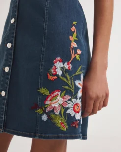 Joe Browns Desert Floral Embroidered Denim Skirt| Blue -Cheap Wovinity Store y01zy233737w
