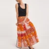 Joe Browns Perfect Patchwork Tassel Tie Skirt| Orange Multi