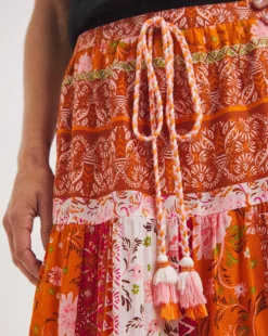 Joe Browns Perfect Patchwork Tassel Tie Skirt| Orange Multi -Cheap Wovinity Store y01zy279707w