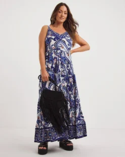 Joe Browns Cami Paisley Maxi Dress| Blue Multi-coloured