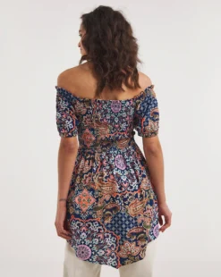 Joe Browns Paisley Crinkle Bardot Tunic| Blue Multi-coloured -Cheap Wovinity Store y01zy320738w