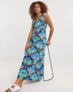 Joe Browns Stretch Jersey Sleeveless Maxi Dress| Blue Multi-coloured