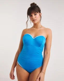 Figleaves Frida Underwired Bandeau Swimsuit| Blue